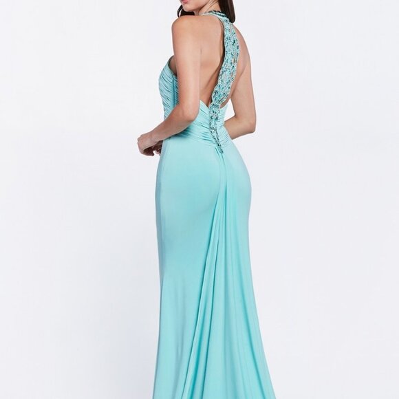 Halter Neck Sheath Shape Evening Dress CDJ727 - Picture 2 of 5